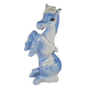 Vintage Spaghetti Horse Pony Zebra Blue Swirl Figurine MCM